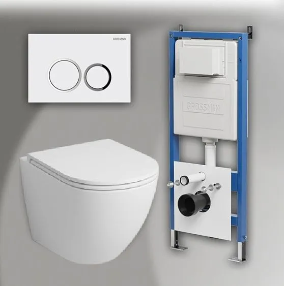 Комплект GROSSMAN инсталляция 900.K31.01.000 + клавиша смыва 700.K31.01.000.000 белый + унитаз GR-4455MS