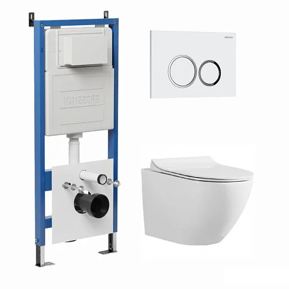 Комплект GROSSMAN инсталляция 900.K31.01.000 + клавиша смыва 700.K31.01.000.000 белый + унитаз GR-4455S