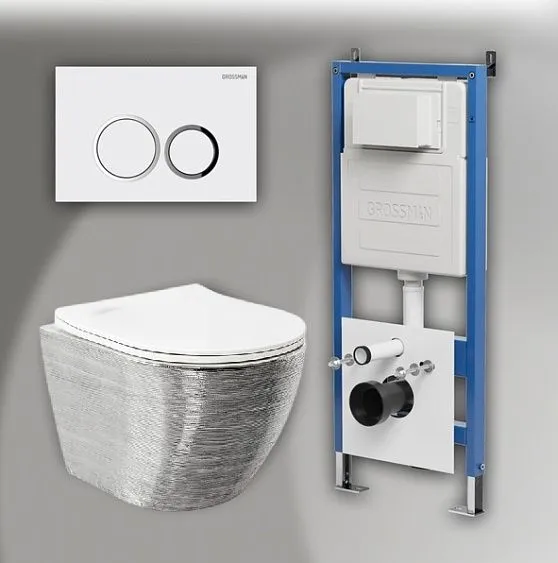 Комплект GROSSMAN инсталляция 900.K31.01.000 + клавиша смыва 700.K31.01.000.000 белый + унитаз GR-4455SWS