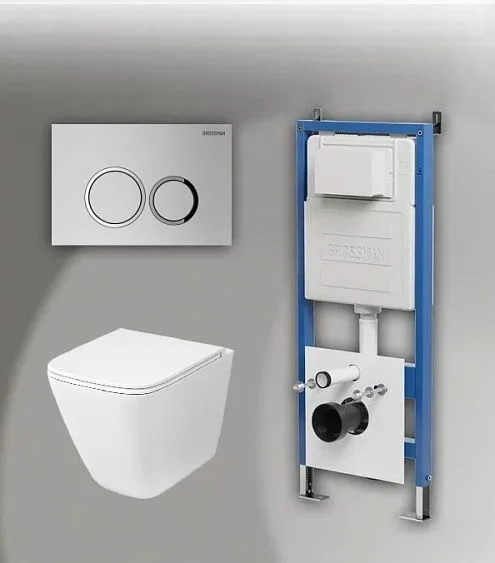 Комплект GROSSMAN инсталляция 900.K31.01.000 + клавиша смыва 700.K31.01.110.110 хром матовый + унитаз GR-4479SQC