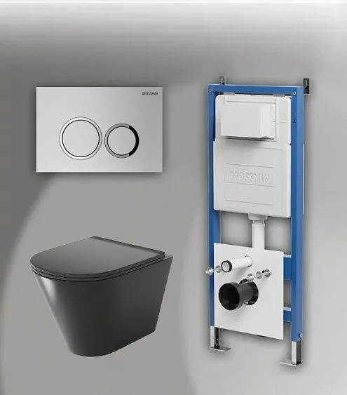 Комплект GROSSMAN инсталляция 900.K31.01.000 + клавиша смыва 700.K31.01.110.110 хром матовый + унитаз GR-4477BMS