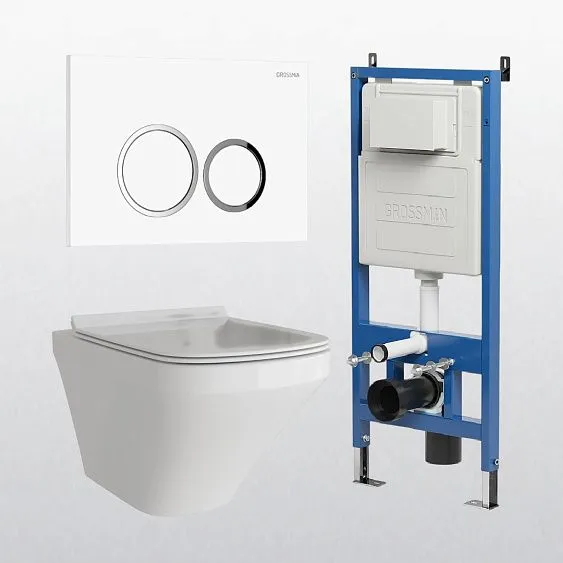 Комплект GROSSMAN инсталляция 900.K31.01.000 + клавиша смыва 700.K31.01.000.000 белый + унитаз GR-4440S