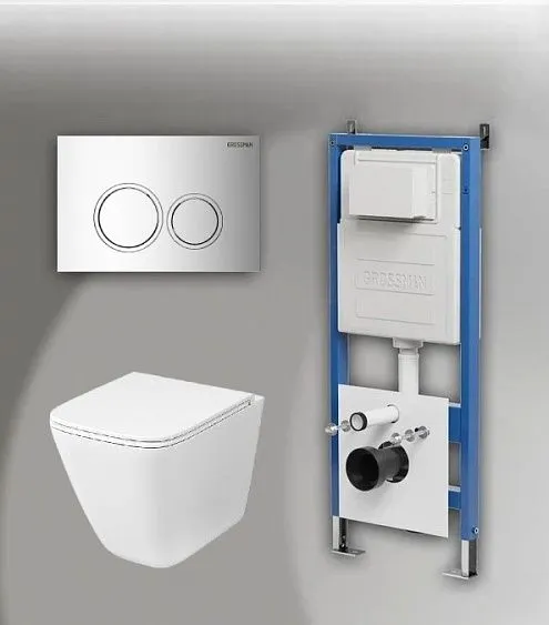 Комплект GROSSMAN инсталляция 900.K31.01.000 + клавиша смыва 700.K31.01.100.100 хром глянцевый + унитаз GR-4479SQC