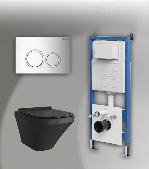 Комплект GROSSMAN инсталляция 900.K31.01.000 + клавиша смыва 700.K31.01.100.100 хром глянцевый + унитаз GR-4440BMS