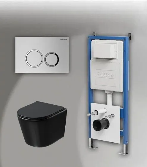 Комплект GROSSMAN инсталляция 900.K31.01.000 + клавиша смыва 700.K31.01.110.110 хром матовый + унитаз GR-4477BMSQ