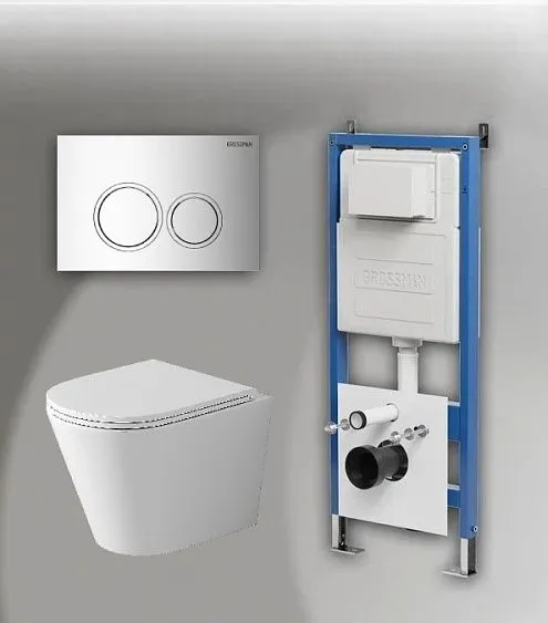 Комплект GROSSMAN инсталляция 900.K31.01.000 + клавиша смыва 700.K31.01.100.100 хром глянцевый + унитаз GR-4478SQ