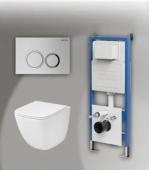 Комплект GROSSMAN инсталляция 900.K31.01.000 + клавиша смыва 700.K31.01.110.110 хром матовый + унитаз GR-4497SQC