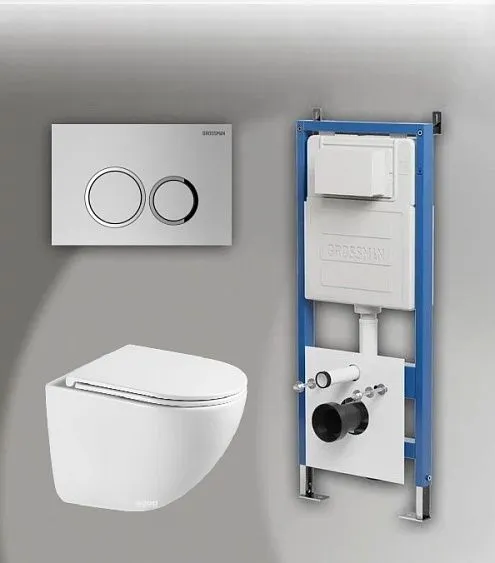 Комплект GROSSMAN инсталляция 900.K31.01.000 + клавиша смыва 700.K31.01.110.110 хром матовый + унитаз GR-4455SQC