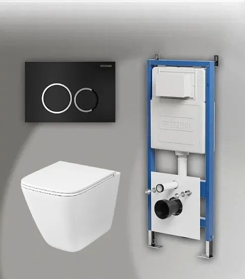 Комплект GROSSMAN инсталляция 900.K31.01.000 + клавиша смыва 700.K31.01.210.210 черный матовый + унитаз GR-4479SQC