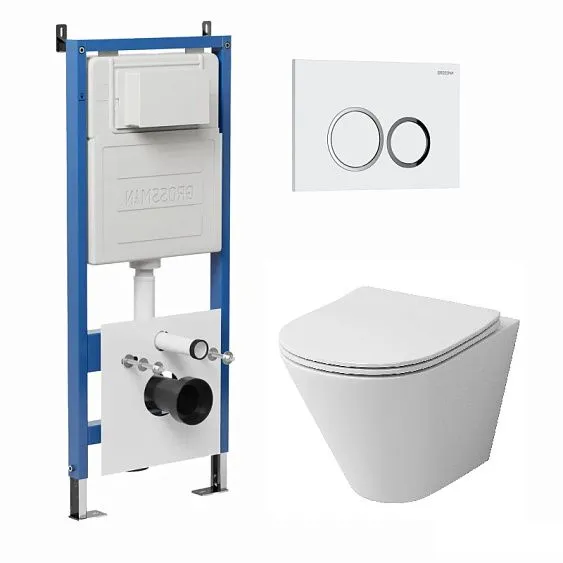 Комплект GROSSMAN инсталляция 900.K31.01.000 + клавиша смыва 700.K31.01.000.000 белый + унитаз GR-4477S