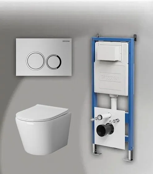 Комплект GROSSMAN инсталляция 900.K31.01.000 + клавиша смыва 700.K31.01.110.110 хром матовый + унитаз GR-4478S