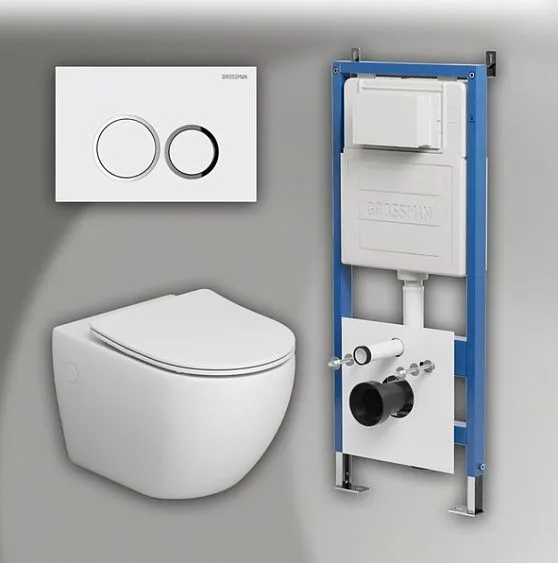 Комплект GROSSMAN инсталляция 900.K31.01.000 + клавиша смыва 700.K31.01.000.000 белый + унитаз GR-4411SQ