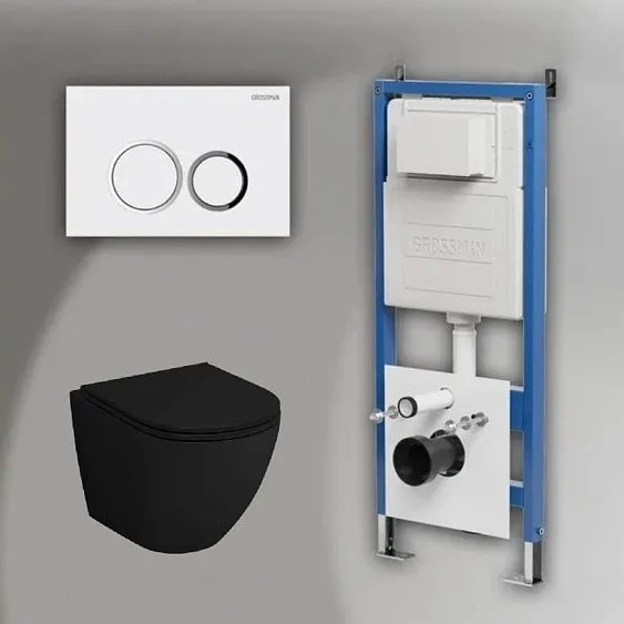 Комплект GROSSMAN инсталляция 900.K31.01.000 + клавиша смыва 700.K31.01.000.000 белый + унитаз GR-4455BMS