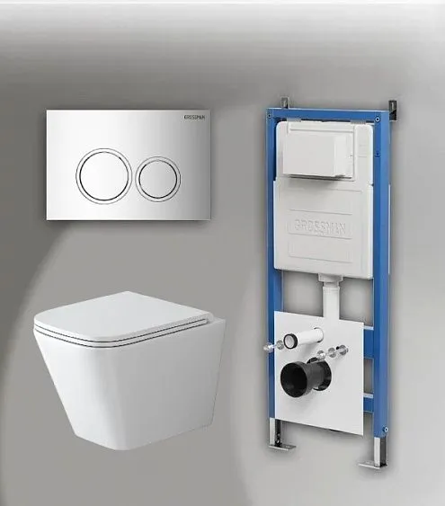 Комплект GROSSMAN инсталляция 900.K31.01.000 + клавиша смыва 700.K31.01.100.100 хром глянцевый + унитаз GR-4479SQ