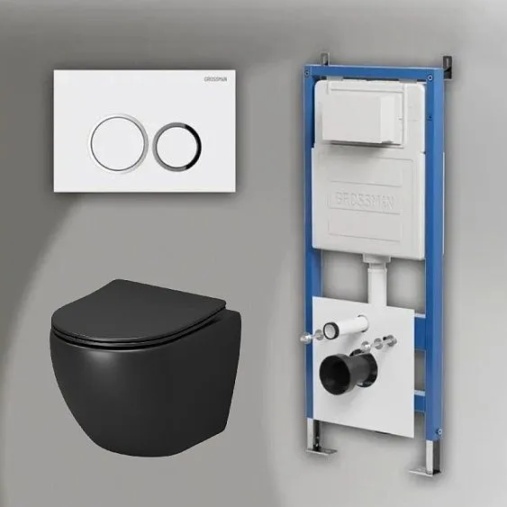 Комплект GROSSMAN инсталляция 900.K31.01.000 + клавиша смыва 700.K31.01.000.000 белый + унитаз GR-4455BMSQ