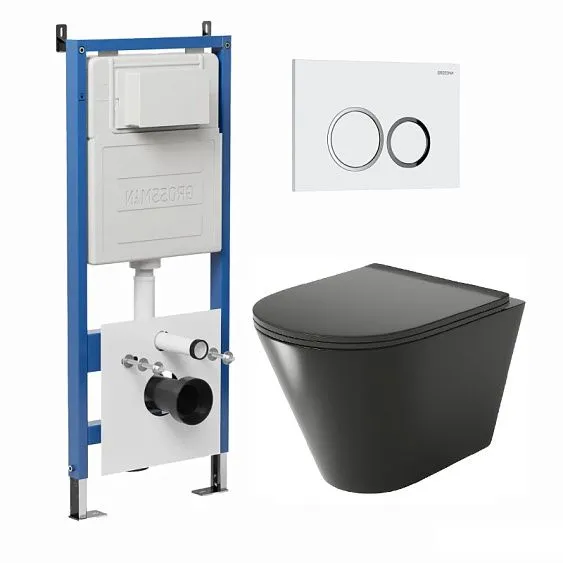 Комплект GROSSMAN инсталляция 900.K31.01.000 + клавиша смыва 700.K31.01.000.000 белый + унитаз GR-4477BMS