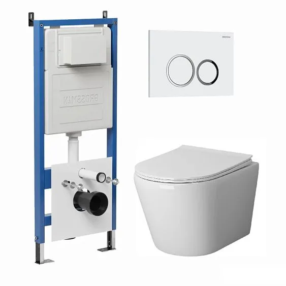 Комплект GROSSMAN инсталляция 900.K31.01.000 + клавиша смыва 700.K31.01.000.000 белый + унитаз GR-4478S