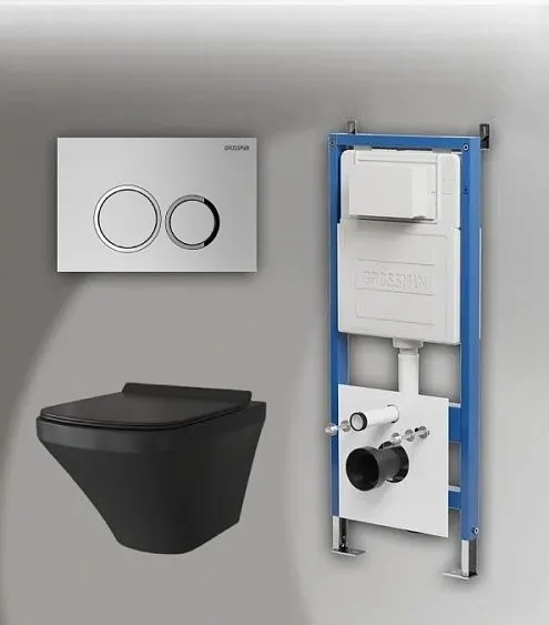 Комплект GROSSMAN инсталляция 900.K31.01.000 + клавиша смыва 700.K31.01.110.110 хром матовый + унитаз GR-4440BMS
