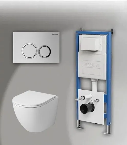 Комплект GROSSMAN инсталляция 900.K31.01.000 + клавиша смыва 700.K31.01.110.110 хром матовый + унитаз GR-4455MS