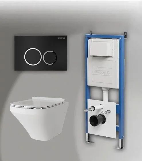 Комплект GROSSMAN инсталляция 900.K31.01.000 + клавиша смыва 700.K31.01.210.210 черный матовый + унитаз GR-4440S