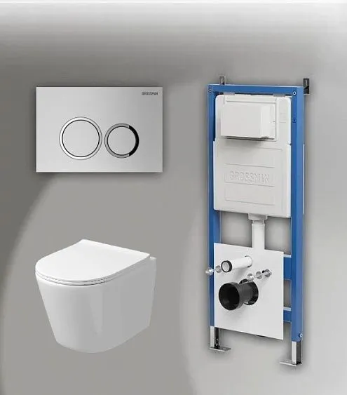 Комплект GROSSMAN инсталляция 900.K31.01.000 + клавиша смыва 700.K31.01.110.110 хром матовый + унитаз GR-4477SQ