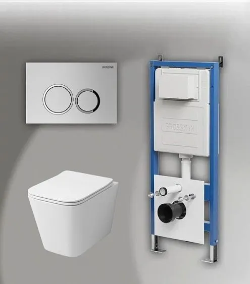 Комплект GROSSMAN инсталляция 900.K31.01.000 + клавиша смыва 700.K31.01.110.110 хром матовый + унитаз GR-4441S