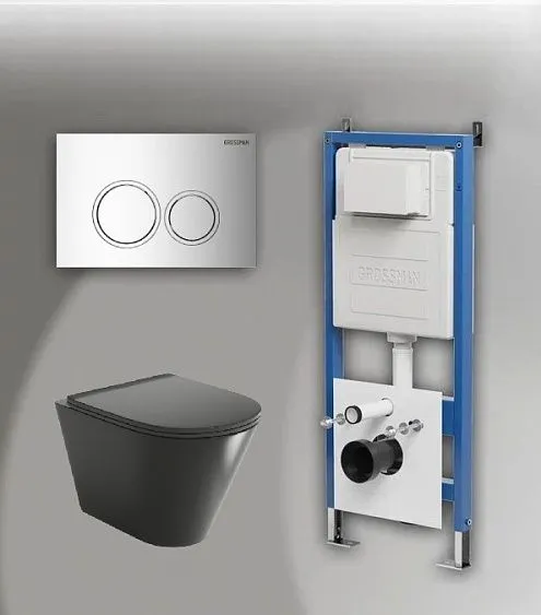 Комплект GROSSMAN инсталляция 900.K31.01.000 + клавиша смыва 700.K31.01.100.100 хром глянцевый + унитаз GR-4477BMS