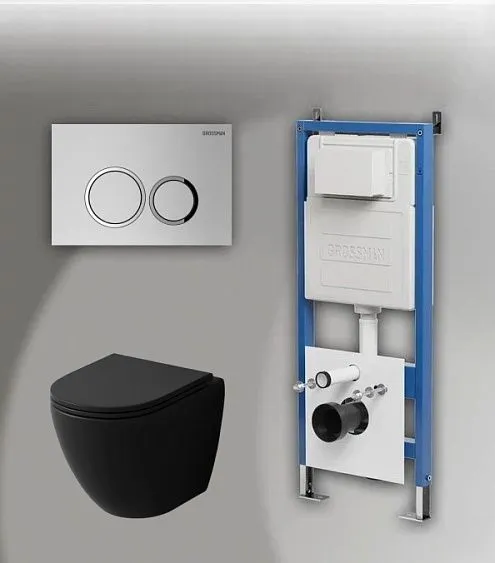 Комплект GROSSMAN инсталляция 900.K31.01.000 + клавиша смыва 700.K31.01.110.110 хром матовый + унитаз GR-4455BMSQ