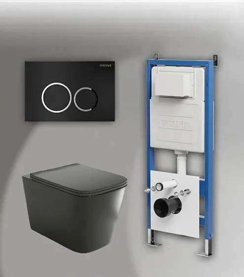 Комплект GROSSMAN инсталляция 900.K31.01.000 + клавиша смыва 700.K31.01.210.210 черный матовый + унитаз GR-4441BMS
