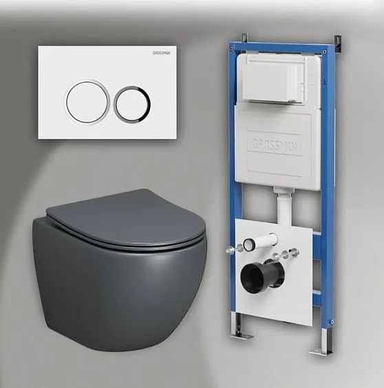 Комплект GROSSMAN инсталляция 900.K31.01.000 + клавиша смыва 700.K31.01.000.000 белый + унитаз GR-4455GMS