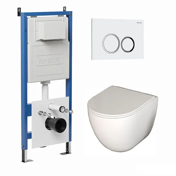 Комплект GROSSMAN инсталляция 900.K31.01.000 + клавиша смыва 700.K31.01.000.000 белый + унитаз GR-4455SQC