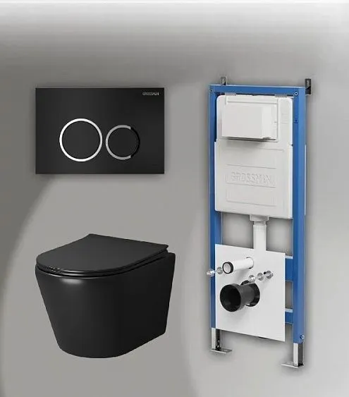 Комплект GROSSMAN инсталляция 900.K31.01.000 + клавиша смыва 700.K31.01.210.210 черный матовый + унитаз GR-4478BMS