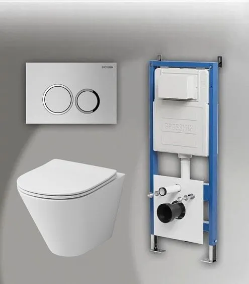 Комплект GROSSMAN инсталляция 900.K31.01.000 + клавиша смыва 700.K31.01.110.110 хром матовый + унитаз GR-4477S