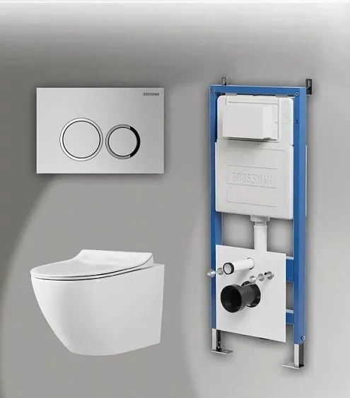 Комплект GROSSMAN инсталляция 900.K31.01.000 + клавиша смыва 700.K31.01.110.110 хром матовый + унитаз GR-4455S