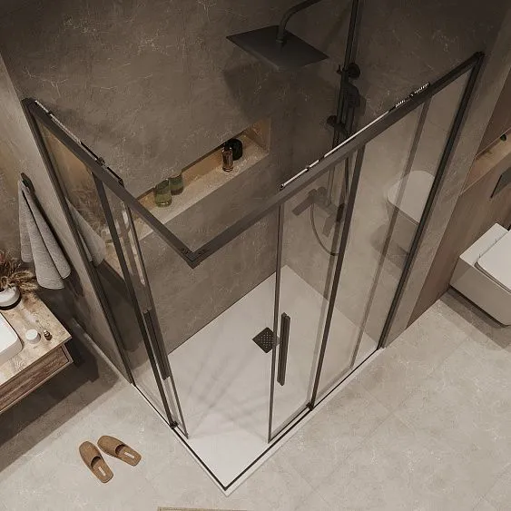 Душевое ограждение GROSSMAN 1/2.K33.01.11.21.00-1/2.K33.01.90.21.00 черный матовый