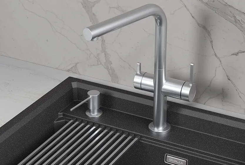 Смеситель GRANULA KS-8276 нержавеющая сталь