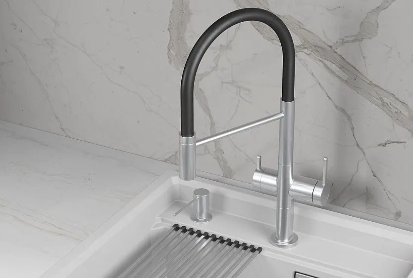 Смеситель GRANULA KS-8277 нержавеющая сталь