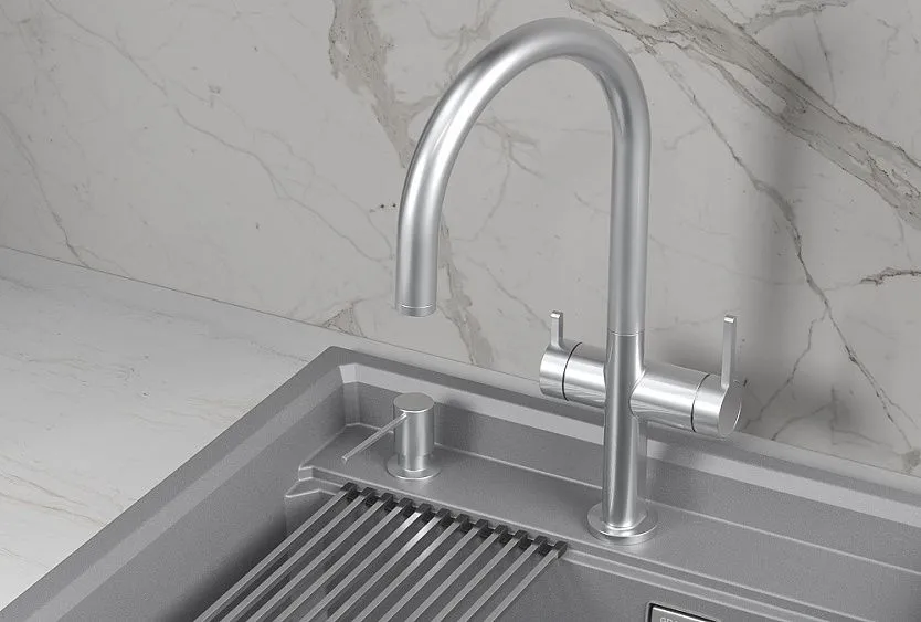 Смеситель GRANULA KS-8274 нержавеющая сталь