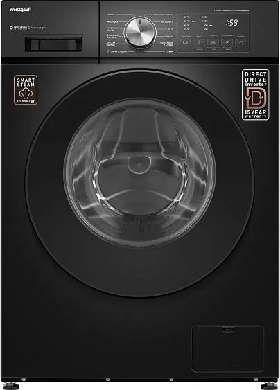 Стиральная машина WEISSGAUFF WM 45127 Direct Drive Inverter Steam Black